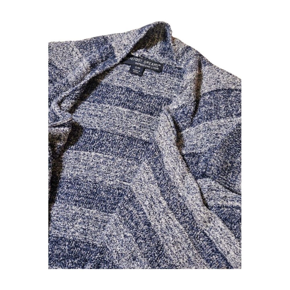 Barefoot Dreams Bamboo Chic Lite Cardigan Sweater Blue Striped Women's S/M